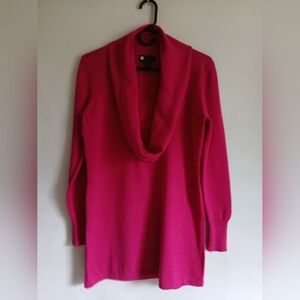 magenta 100% merino wool cowl neck